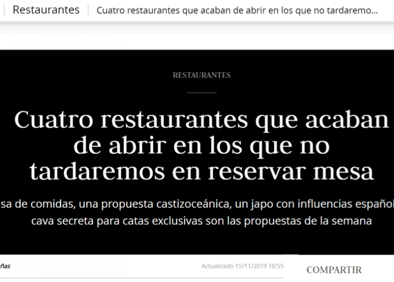 La Cabezona - Cuatro restaurantes que acaban de abrir en los que no tardaremos en reservar mesa