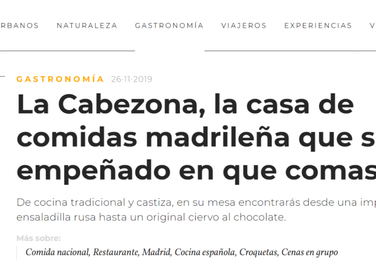 La Cabezona - La casa de comidas madrileña que se ha empeñado en que comas bien
